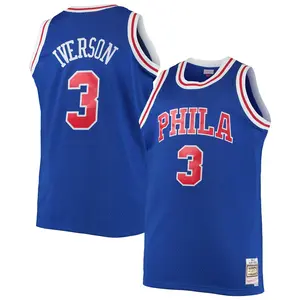 Iverson 3 Basketball Player Jersey Full Logo - Blue
