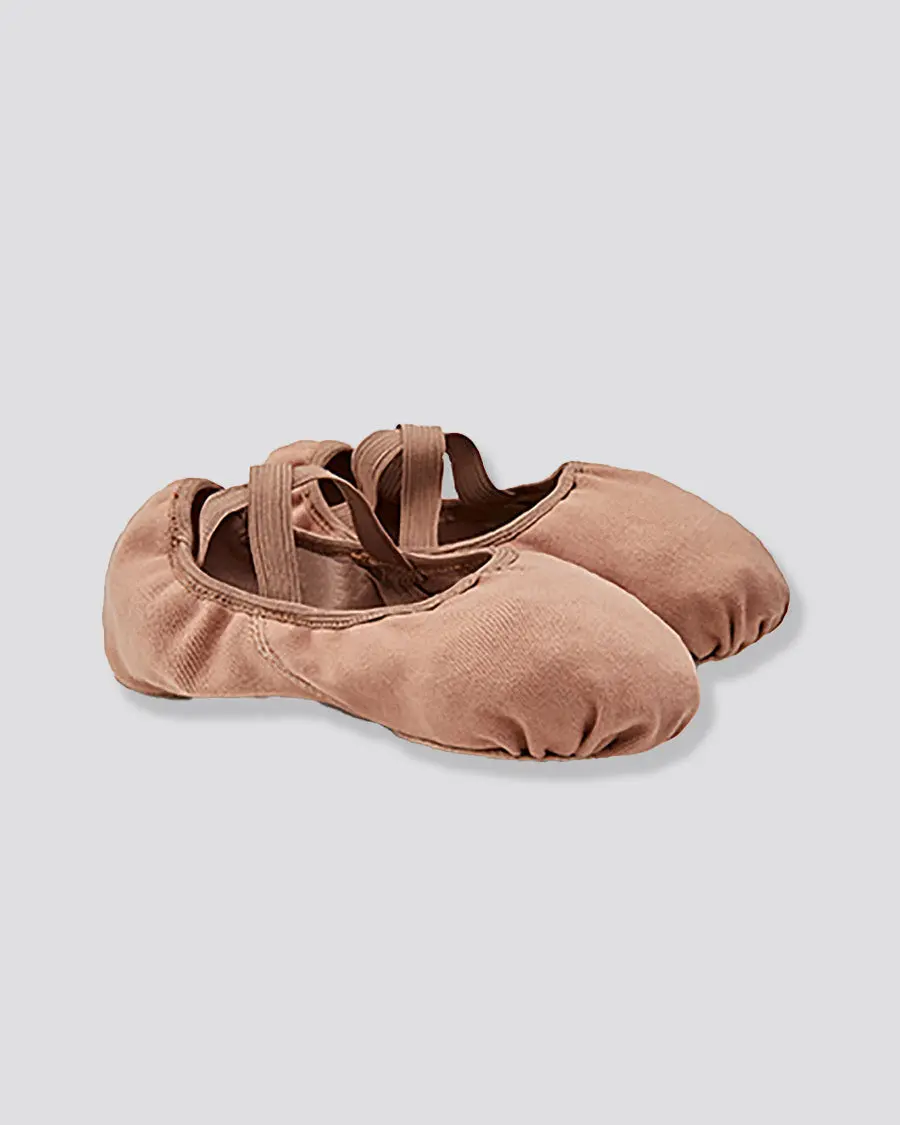 Women's Stretch Canvas Ballet Shoes, Flat Split-Sole Dance Slippers with Pre-Sewn Elastics for Enhanced Flexibility