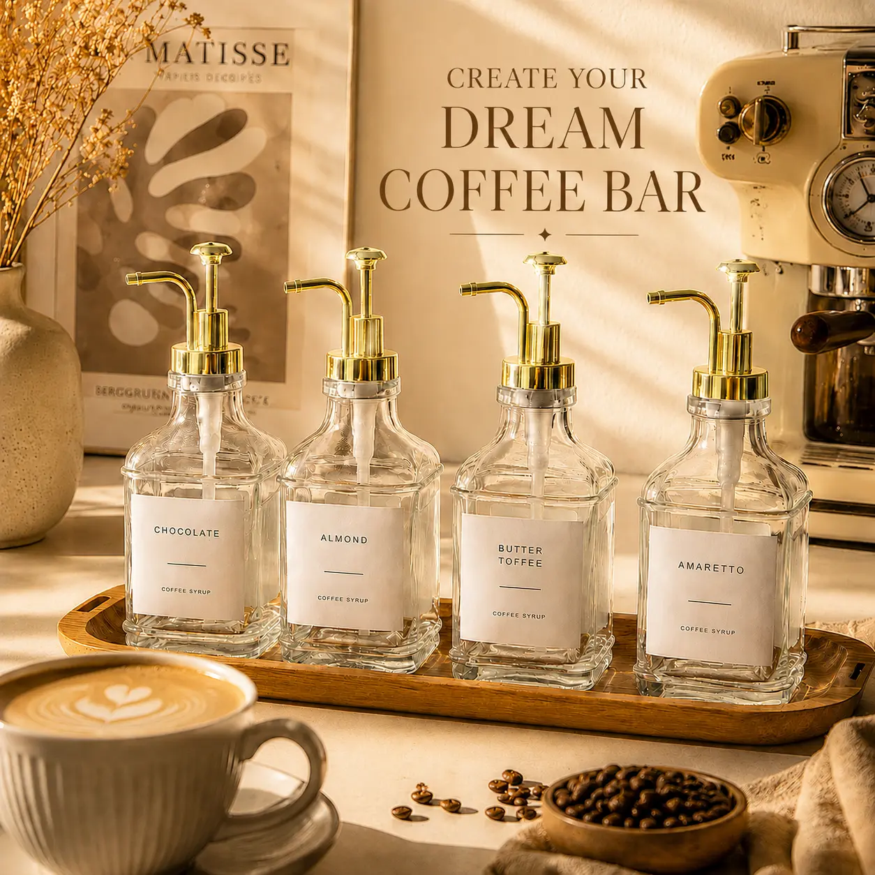 CREATE YOUR DREAM COFFEE BAR  |  4-PACK SYRUP DISPENSER SET
