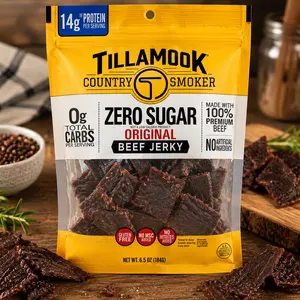 Tillamook Country Smoker Original Dried Beef Jerky Snack - Keto-Friendly, 0 Sugar, 6.5 oz
