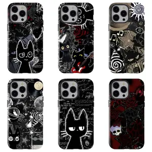 Cardcaptor Sakura Dark Graffiti Phone Case, Black Cat Kero Anti-fall Protective Cover for iPhone 16/15/14/13/12/11/17 ProMax Plus for Samsung phones, suitable for both men and women,  Perfect Gift for Women Men.A gift for the fans