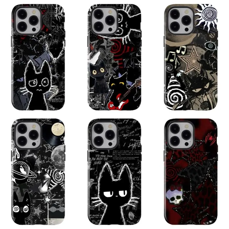 Cardcaptor Sakura Dark Graffiti Polycarbonate Phone Case - Black Cat Kero Protective Casing, Durable Shockproof Unisex Tech Accessory for iPhone 11/12/13/14/15/16/17 ProMax Plus for Samsung Galaxy Series , Ideal Fan Gift