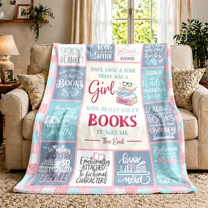 Book Lover Flannel Blanket, Girl Who Loved Books Funny Patchwork Soft Throw, Cozy For Couch Bed Reading, Gift For Bookworm Friend, Reading Is Therapy Decor