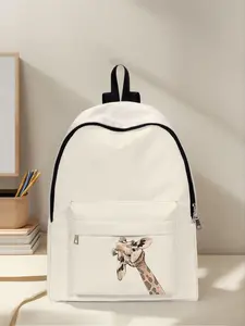 Giraffe Print Backpack, Fun Design, Fashionable Look, Spacious Storage, Ideal for School, Business Trips, Travel