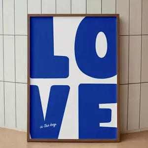 [Trusted] Chic Blue Love Canvas Wall Art Print - Frameless Modern Decor for Living Room & Bedroom, Perfect for Christmas Gift - For Art Lovers & Home Decor Enthusiasts -  Enhance Your Home Ambiance