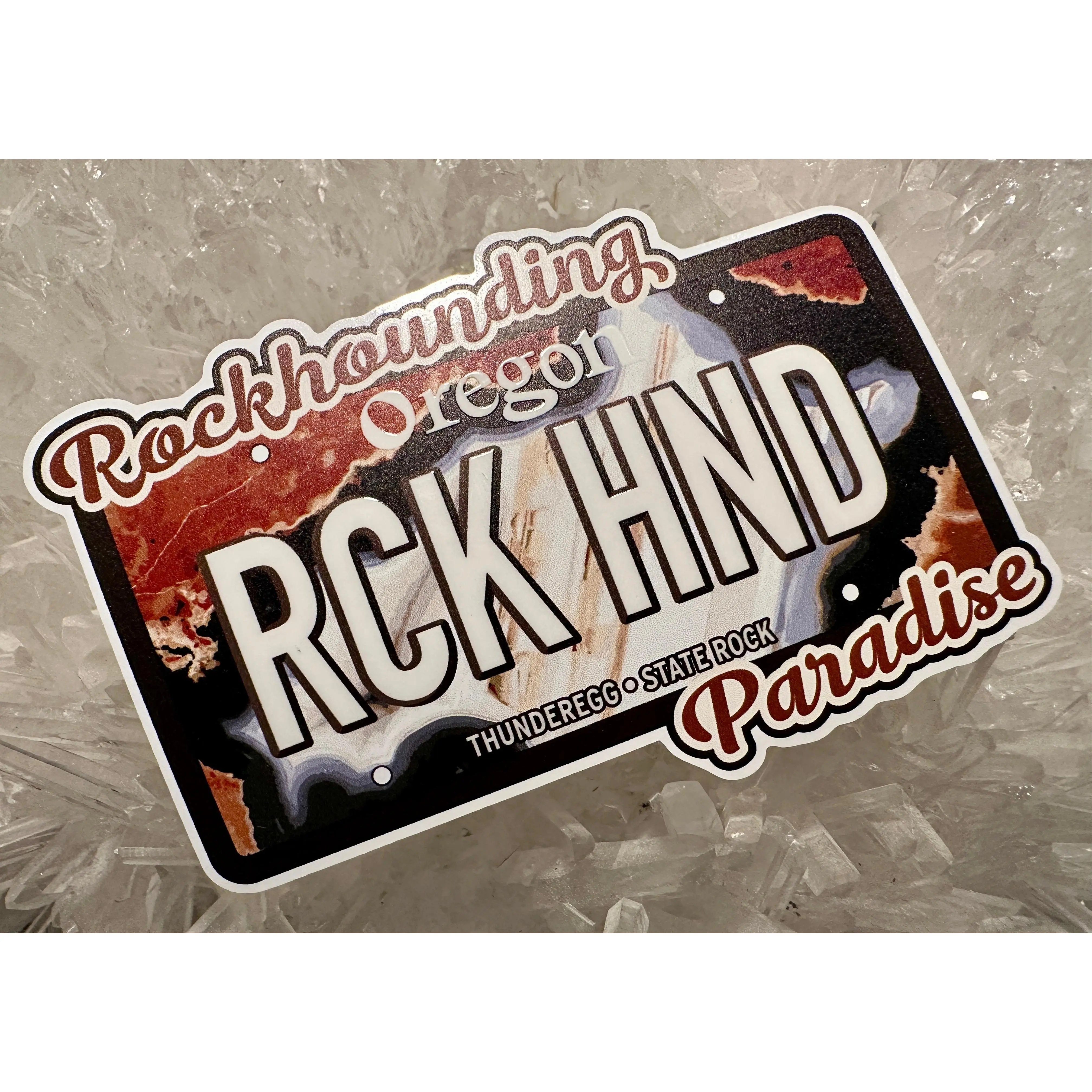 Oregon RCK HND Rockhounding Paradise License Plate Vinyl Sticker