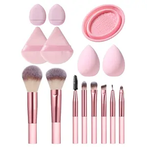 Flawless 15-Piece Makeup Tool Set - 8 Brushes, 1 Cleansing Brush, 4 Puffs, 2 Sponges for Professional Makeup Application