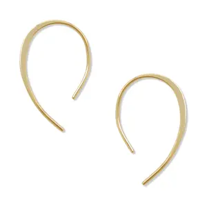 Upside Down Hoop Earrings - Hypoallergenic Lightweight Wire Needle Drop Dangle Threader Hoops for Women, Safe for Sensitive Ears - Plated in 925 Sterling Silver or 18k Gold