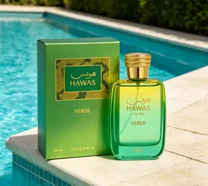 Hawas For Him Verde Eau de Parfum for Men, Fresh Green Woody Fragrance, Revitalizing Daily Scent, 3.38 fl oz / 100ml