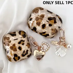 Fashion Leopard Print Earphone Case with Hanging Chain, Earphone Protective Cover, Earphone Accessories Protection Compatible with AirPod 1/2, AirPod 3, AirPod Pro, AirPods Pro 2, Audio