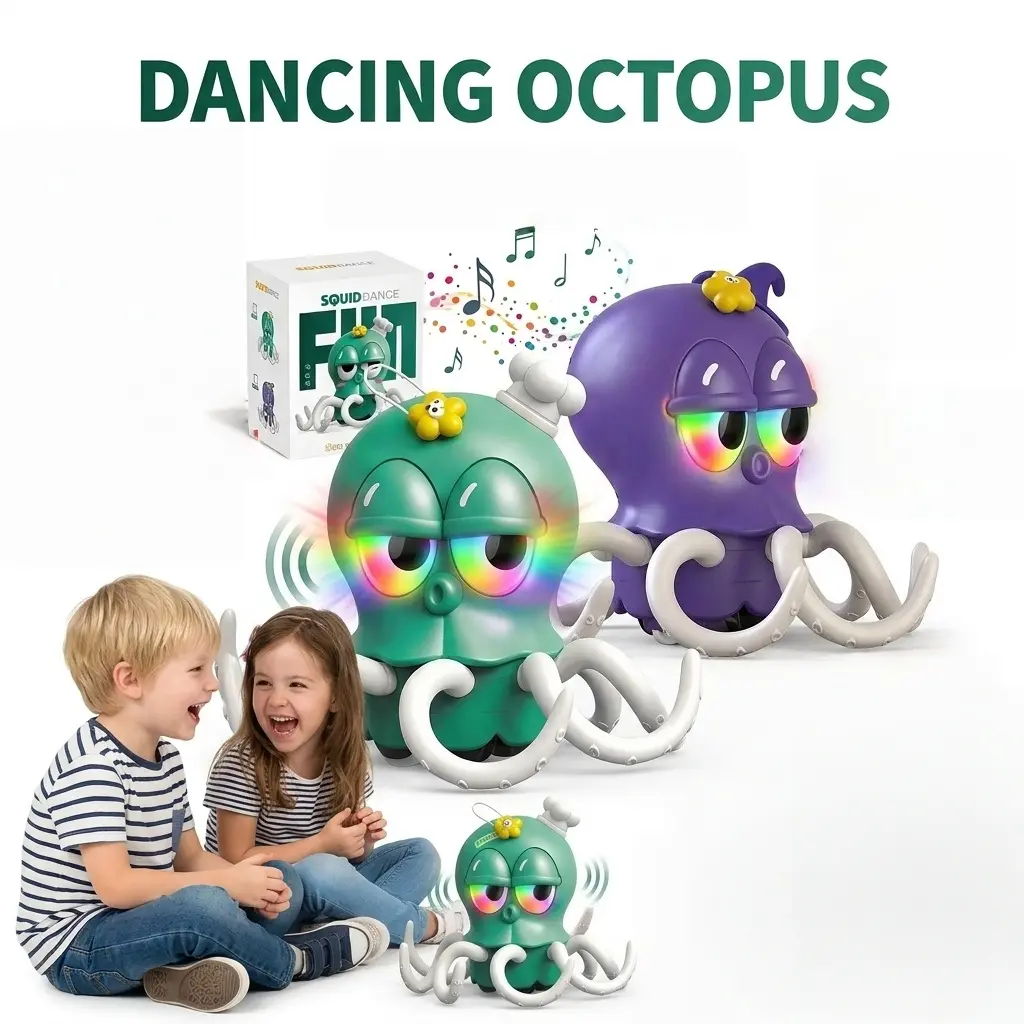 Electric Talking Octopus Toy for Babies Toddlers - Smart Auto-Sensing Crawling Toy with Music, LED Lights, Voice Recorder & Magnetic Star - Birthday Gift (Fast US Shipping)