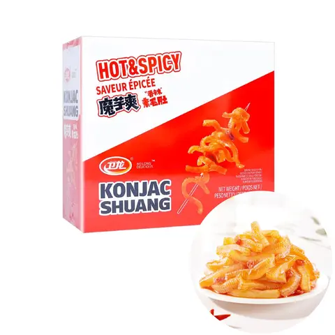 WEILONG Konjac Strips Snack Hot & Spicy Flavor Vegetarian Tripe Low Calorie 12.7oz Instant Food Ready to Eat Healthy Snack