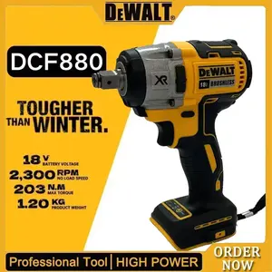 DEWALT DW880 Lithium Brushless Impact Wrench 10.8V~18V Detachable Tire High Torque High Speed Powerful Disassembly Tool m18 fuel Cordless Drill Set with Work Light.