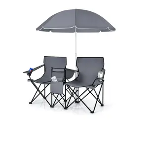Folding Double Chair with Umbrella for Outdoor Picnics and Camping