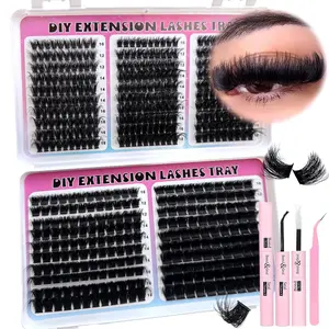 Cluster Volume Mink Fluffy Lashes 60D/80D/100D/120D/160D/200D 0.07mm D Curl 9-16mm, Reusable Eyelash Extensions for Beginners, Perfect for Halloween Looks and Stunning Makeup, Cosmetic