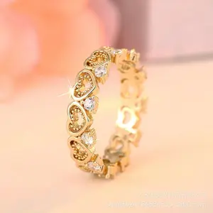 Elegant Hollow out Heart Design Rhinestone Decorated Ring, Heart Shaped Ring, Elegant Everyday Ring, Stackable Rings, Fashion Accessories for Women, Trendy All-match & Exquisite Jewelry for Birthday Gift, Dainty Stacking Rings