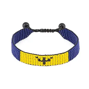 Barbados Flag Bracelet: Handmade Bracelet, Adjustable Beaded String with Patriotic Design