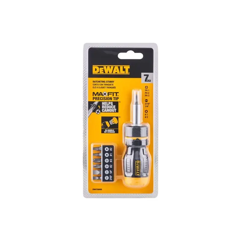 DeWalt MAX FIT Ratcheting Multi-Bit Stubby Screwdriver Set 7 pc ...