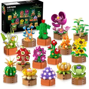15 Pack Flowers Plants 3.6MM Mini Building Sets - 1314PCS Flower Succulents Botanical Collection for Home Office Décor Block Toy, Creative Flowers Building for Easter Mother's Day Birthday Adult Women