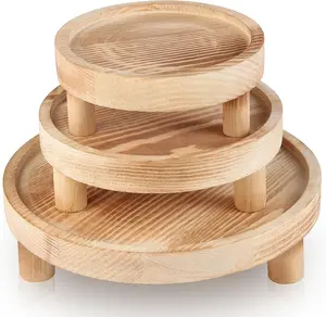 3 count Wooden Display Risers for Display, Riser Display Pedestal Stand for  Decor (,8,6,5'')