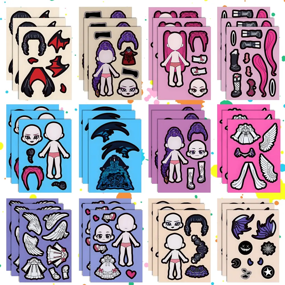 Cute Demon Hunters 3 Girls Group Cartoon DIY Dress-Up Stickers, Movable ...