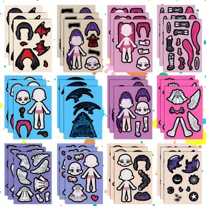 Cute Demon Hunters 3 Girls Group Cartoon DIY Dress-Up Stickers, Movable Doll Make-A-Face Decorative Stickers, 30 Pcs Fun Craft Decals for Kids