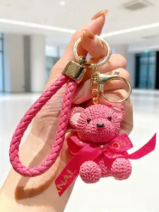 Woven Bear Keychain with Metal Buckle, Trendy Cute Keychain, Personalized Hanging Decoration, Perfect Gift, Unique Design for Daily Use, Birthday, Holiday, Thoughtful Gift