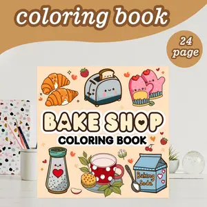 Cute Coloring Book Theme, 24 Bold Relaxing Designs, 7.9in X 7.9in Size, Thick Paper, Hand-Drawn Original Patterns, Perfect Gift for All Ages, Art Supplies