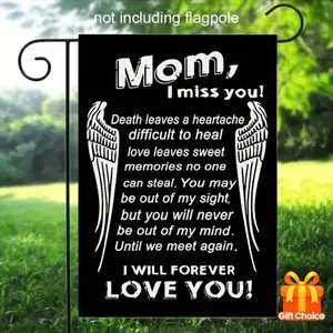 1pc Mom Memorial Garden Flag - Funeral Decoration with "I Will Always Love You, Mom - Death Leaves a Heartache" Quote - Outdoor Cemetery Flag for Grave, Yard, or Home - Weather-Resistant Polyester - No Electricity Needed - 12x18 Inches