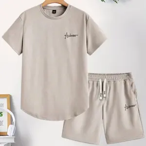 Boys’ Summer Short Sleeve Set – Stylish breathable crew-neck short-sleeve T-shirt top + shorts; trendy, cool sporty casual everyday wear