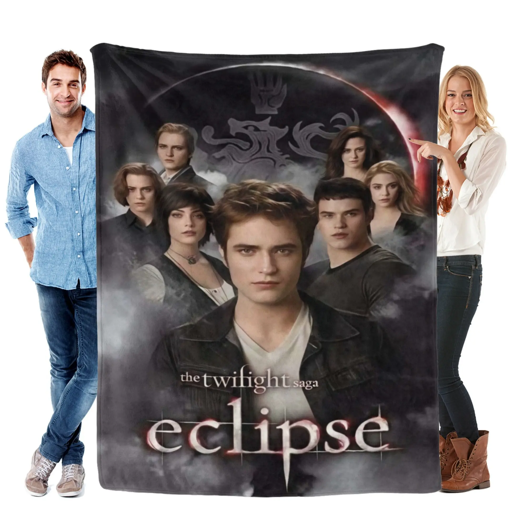Twilight Saga Eclipse Throw Blanket, Vampire Movie Character Poster Design Soft Fleece Blanket, Cozy Warm Plush Blanket For Bed Sofa Couch Bedroom Decor, Perfect Gift For Twilight Fans Movie Lovers