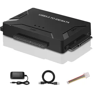 Hard Drive Reader, USB 3.0 to IDE and SATA Adapter External Hard DriveConverter for Universal 2.5/3.5 HDD/SSD Hard Drive Disk Includes 12V Power Adapter, Support 6TB - Black