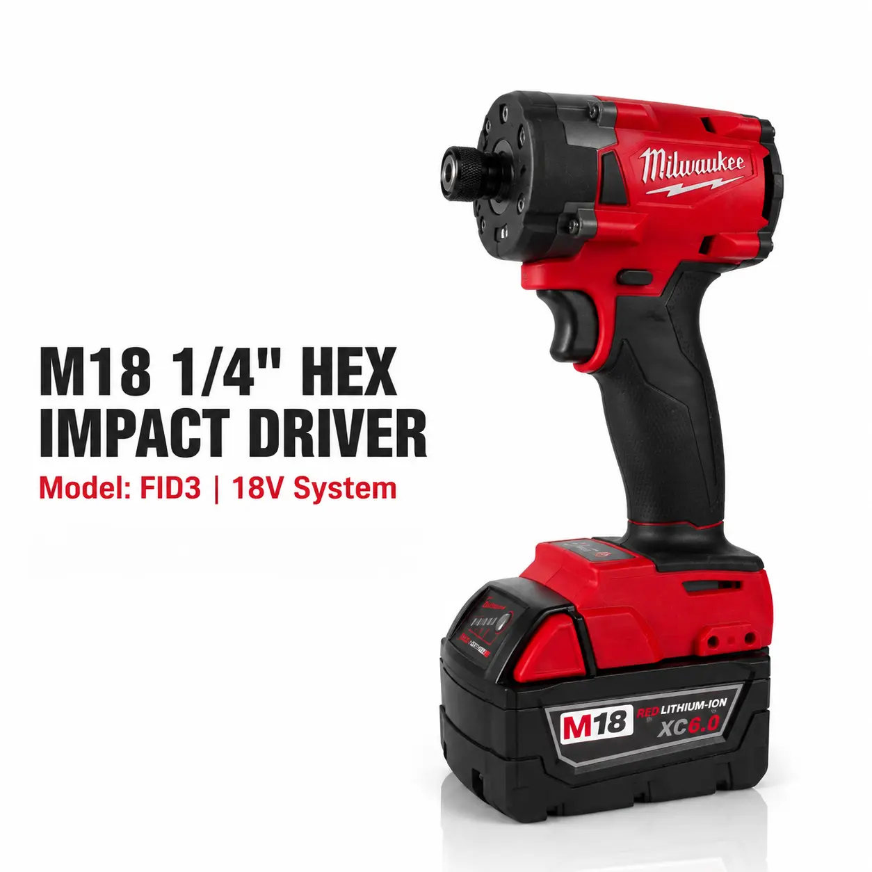 Milwaukee M18 FID3 Cordless Driver Drill - 1/4" Hex High Torque High Speed Compact Size Tool, 18V Lithium-Ion Batteries, Charger Included, 300Nm Torque, 3900 RPM, 4-Mode Drive Control, Ideal for Carpenters, Automotive, HVAC Use