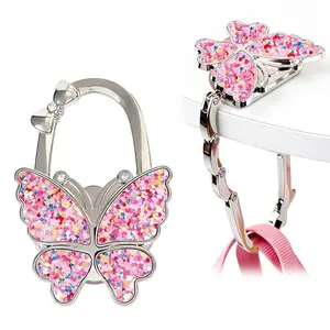 Butterfly Foldable Handbag Hanger, Purse Hook Hanger for Table Bar Handbag Hanger Safer Cleaner Bag Table Hanger