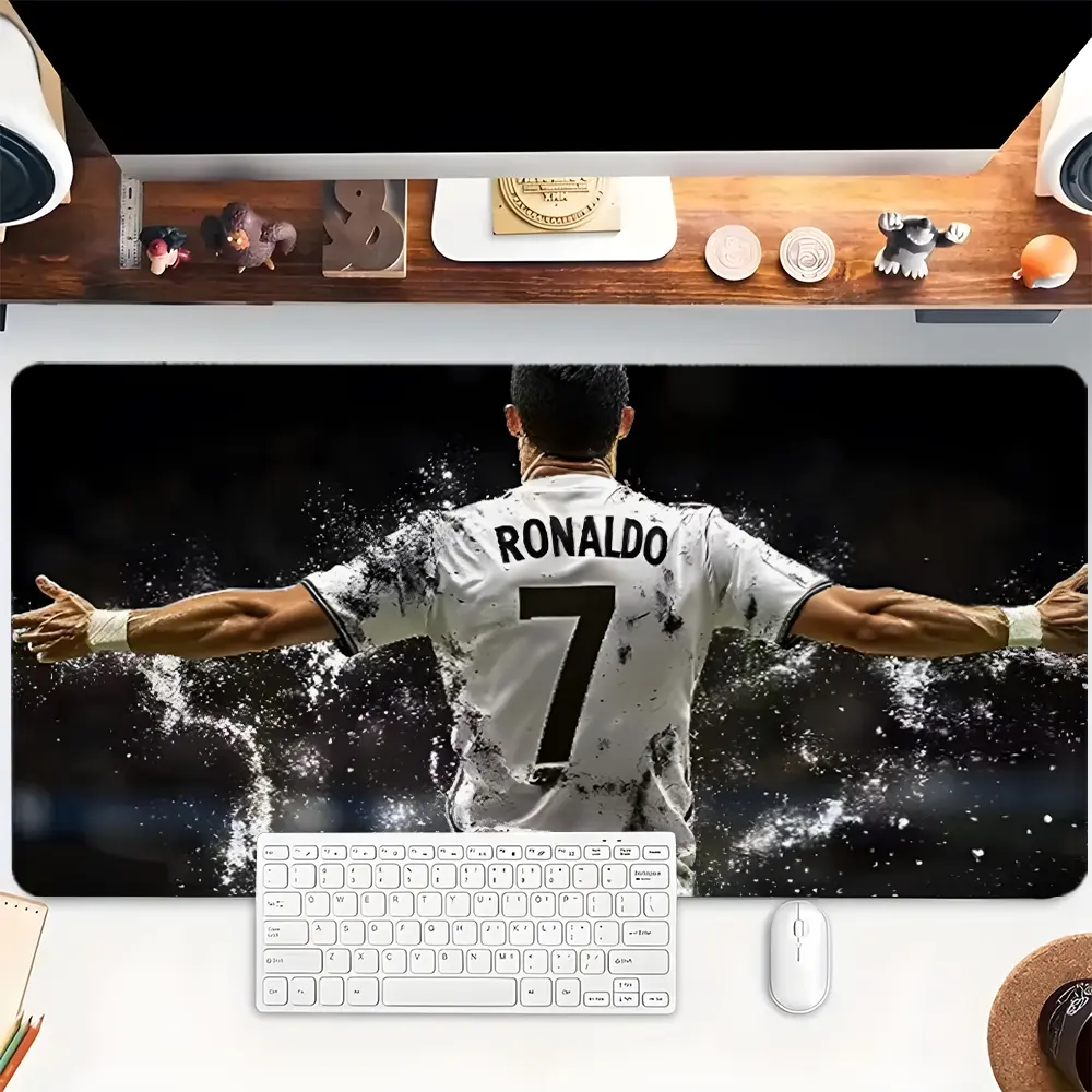 Number 7 Soccer Jersey Mouse Pad for Desk Gaming Mousepad Extended Large Desk Mat With Stitched Edge Non-Slip Polyester Rubber Base Desk Accessories for Home Office Decor Pads 35.4x15.7 Inch Perfect Gift for Men Women