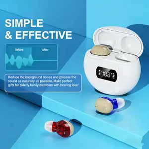 Invisible Hearing Amplifiers for Adults with Hearing Loss, Behind-The-Ear Magnetic Charging Case, 24+96h Runtime, USB Rechargeable
