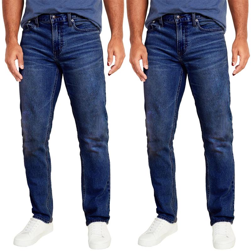Men's 2 Pack Flex Stretch Slim Straight Jeans with 5 Pocket (Sizes, 30-42)
