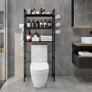 3-Tier Over The Toilet Storage, Freestanding Bathroom Organizer Space Saver, Mass-Storage Side Storage Open Rack, with 10 Hooks Multifunctional Decoration Organization Deals For You Days Interior