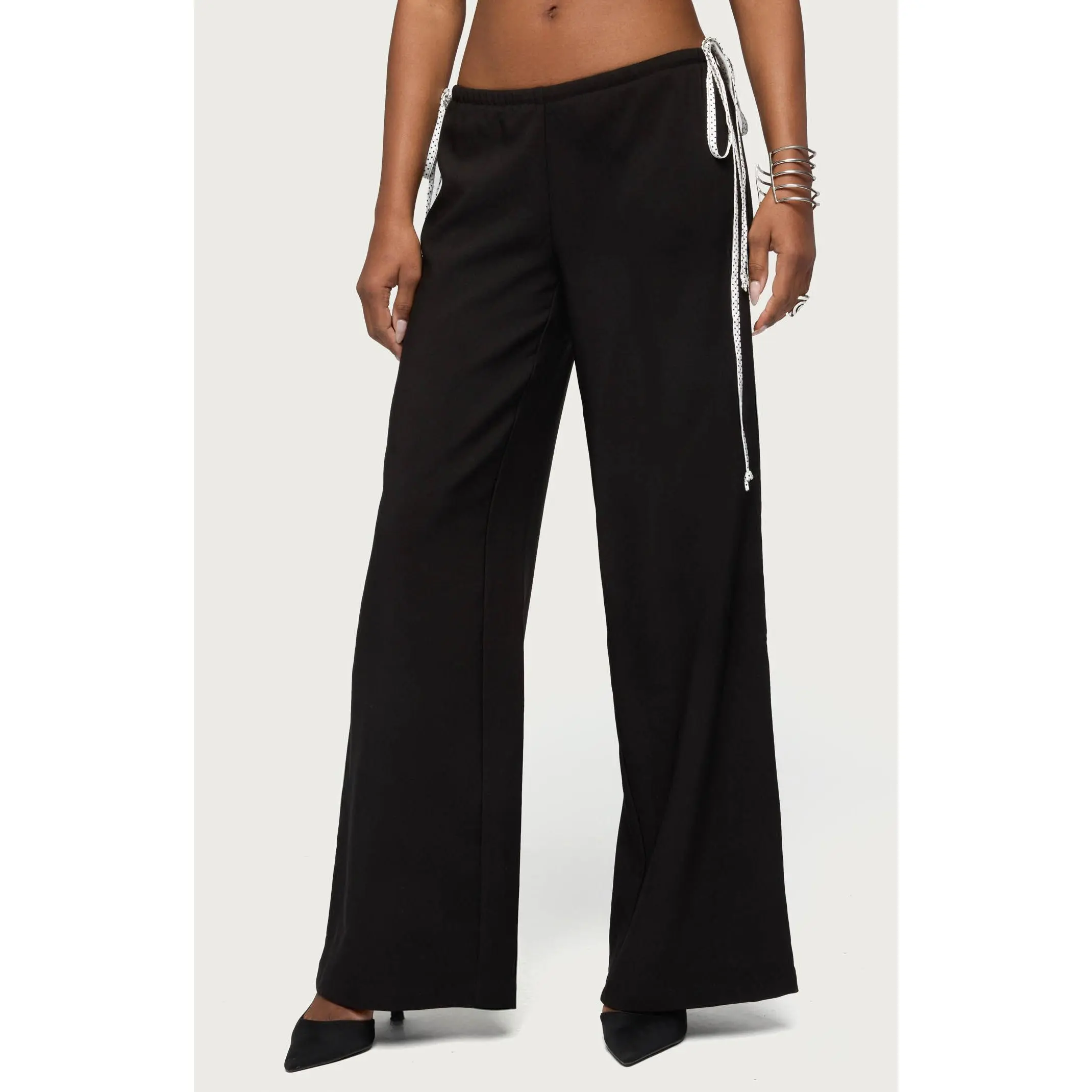 Edikted Women's Mikah Dotted Ribbon Wide Leg Pants