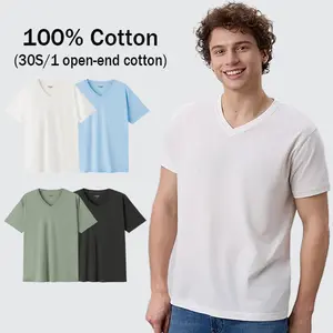 Mega Tshop Unisex V-Neck Shortsleeve T-Shirt - 3.8 oz, 100% Cotton OE Yarn Fabric, Casual Plain, Breathable, Regular Fit, Summer Men's Top