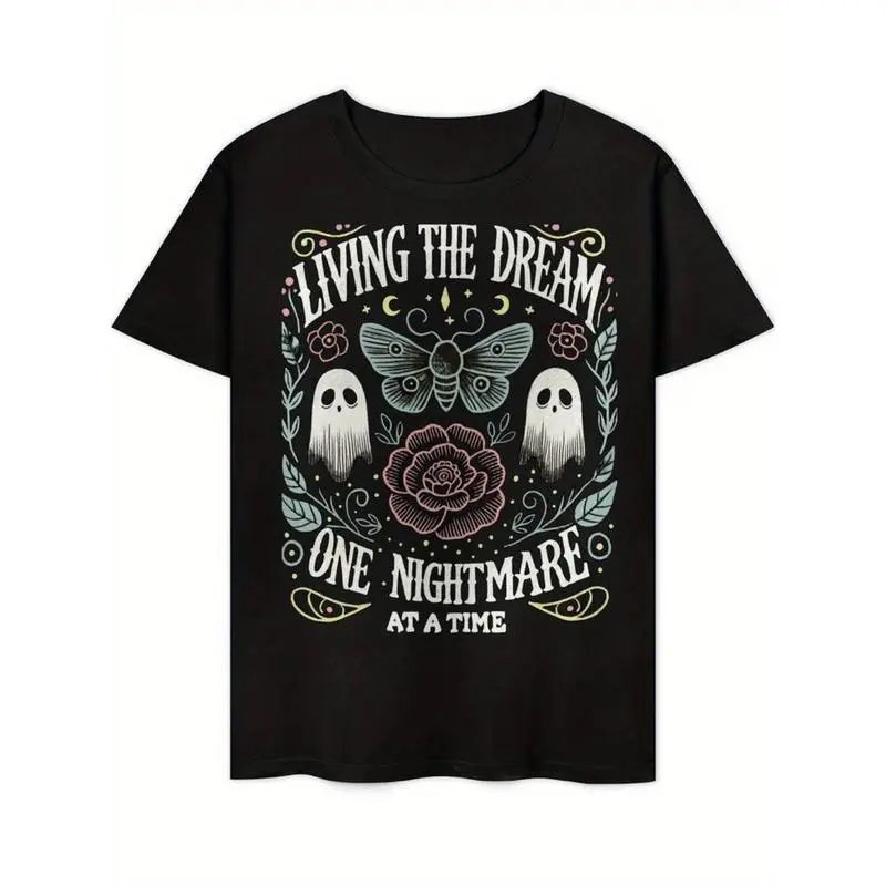 Summer t Shirts Men's Vintage-Inspired "Living The Dream One Nightmare At A Time" Graphic T-Shirt