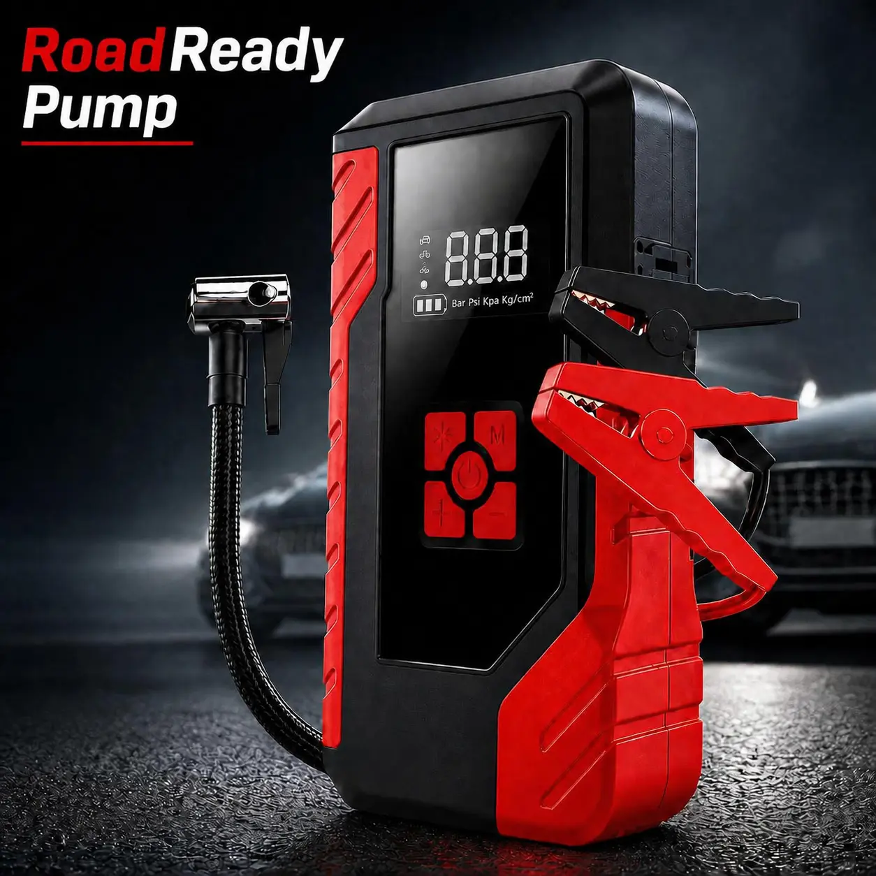 Cordless 1500A Peak Car Jump Starter with 250PSI High Pressure Tire Inflator, 12V Jump Box for All Gas & 2.11 gal Diesel Vehicles, USB Ports, LED Emergency Light, Digital Display, Portable Roadside Escape Tool