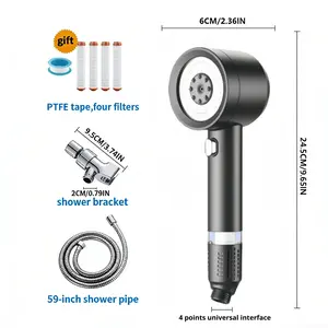 Filtered Shower Head with Handheld, High Pressure Water Flow and Multiple Spray Modes Shower Head with Filter, Power Wash for Hard Water,Showerhead with ON/OFF Switch for Pets Bath High-Pressure 4-Way