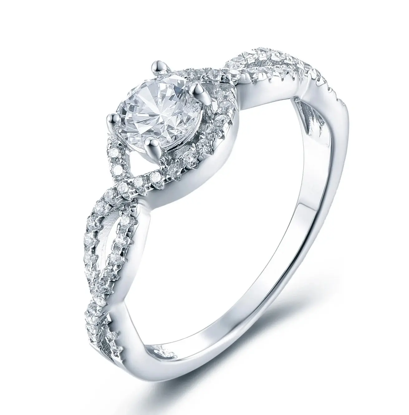 INFINITY LOVE ROUND CUT STERLING SILVER CZ ENGAGEMENT RING Wedding Bridal Ring Size 2.5-15 ML483