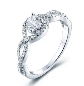 INFINITY LOVE ROUND CUT STERLING SILVER CZ ENGAGEMENT RING Wedding Bridal Ring Size 2.5-15 ML483
