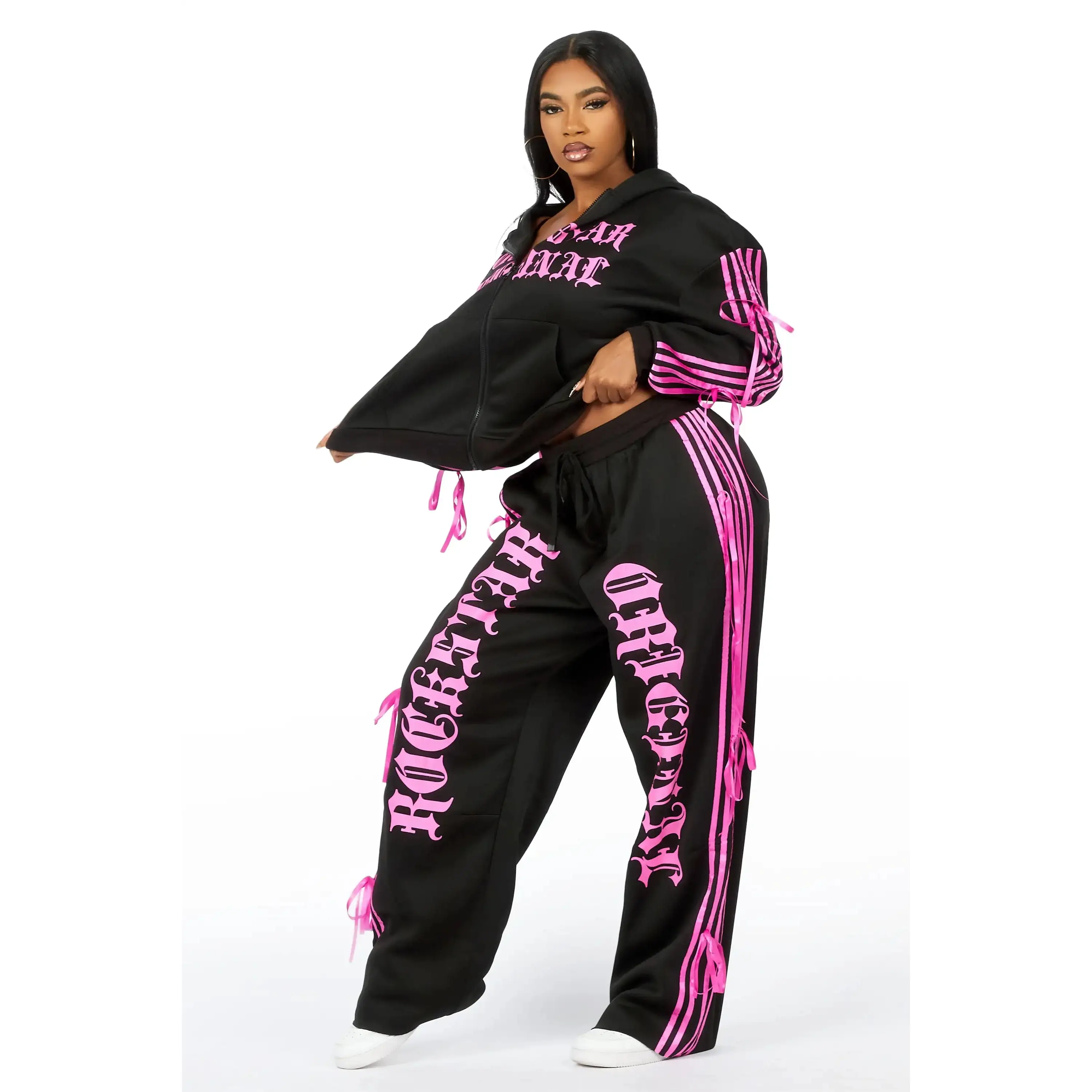 Kettisha Black Lace Up Baggy Track Set