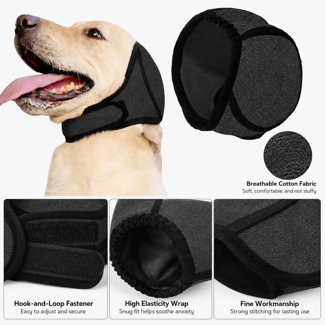 Calming Dog Puppy Ear Muffs: Waterproof, Noise-Reducing Headband for Summer Swimming & Anxiety Relief | Pet Ear Cover For Dogs (Gray)