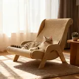 Multi-Functional Cat Scratching Board Rocker Bed, Natural Sisal Scratcher, Natural Jute Material for Scratching and Relaxing, Indoor/outdoor Pet Furniture Durable Cat Scratching Post, Pet Toy & Bed, Self-Cleaning Kitty Lounge Chair, Ideal Gift for Cats
