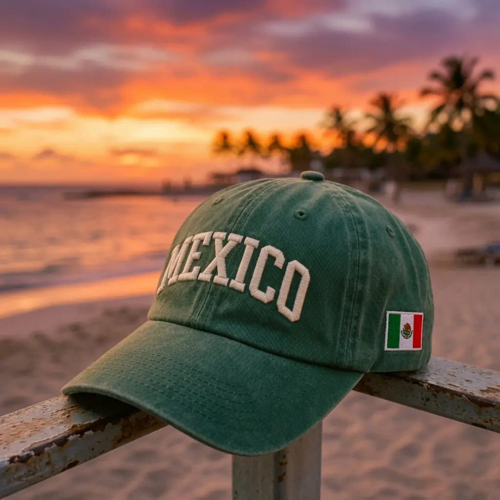 Embroidered Mexico Soccer Dad Hat, Vintage Cotton Baseball Cap