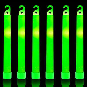 32 Ultra Bright 6 Inch Large Green Halloween Glowsticks Chem Lights with 12 Hour Duration for Camping Emergency Storms Blackouts and Party Activities